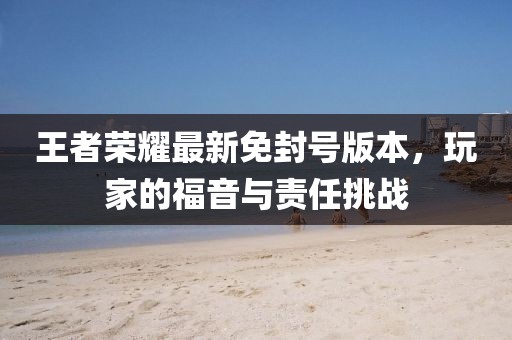 王者荣耀最新免封号版本，玩家的福音与责任挑战