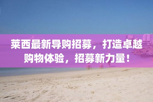 莱西最新导购招募，打造卓越购物体验，招募新力量！