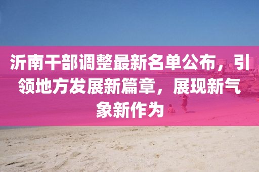 沂南干部调整最新名单公布，引领地方发展新篇章，展现新气象新作为