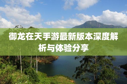 御龙在天手游最新版本深度解析与体验分享