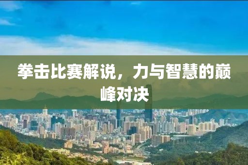 拳击比赛解说，力与智慧的巅峰对决