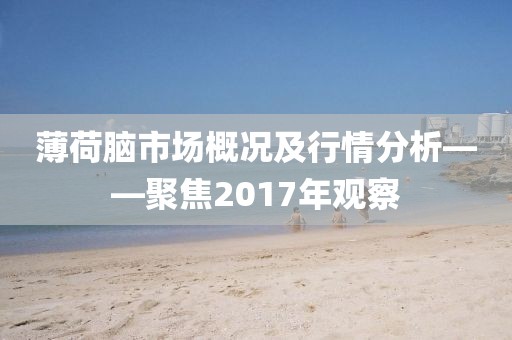 薄荷脑市场概况及行情分析——聚焦2017年观察