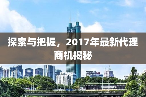 探索与把握，2017年最新代理商机揭秘