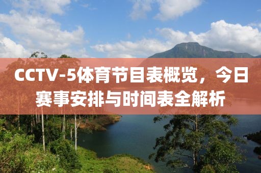 CCTV-5体育节目表概览，今日赛事安排与时间表全解析