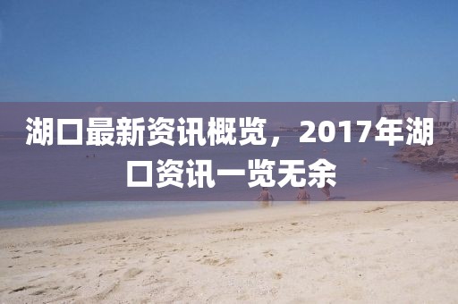 湖口最新资讯概览，2017年湖口资讯一览无余