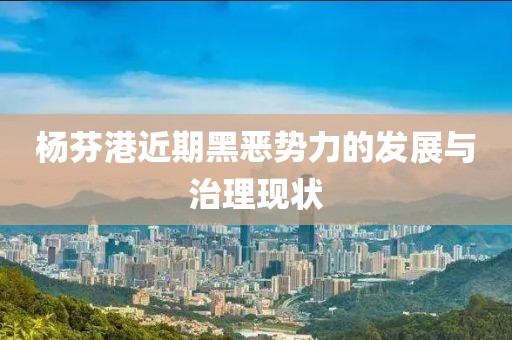 杨芬港近期黑恶势力的发展与治理现状