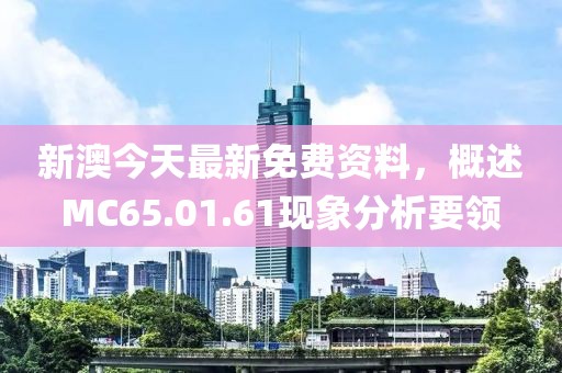 新澳今天最新免费资料，概述MC65.01.61现象分析要领