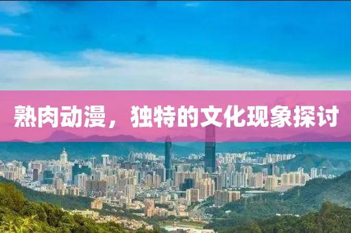 熟肉动漫，独特的文化现象探讨