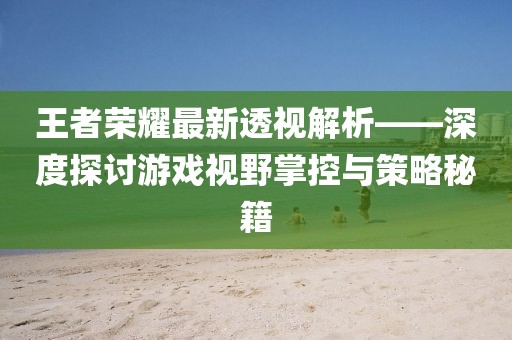 王者荣耀最新透视解析——深度探讨游戏视野掌控与策略秘籍