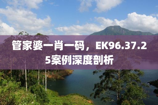 管家婆一肖一码，EK96.37.25案例深度剖析