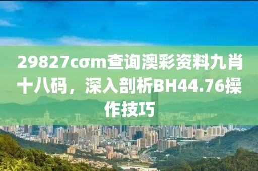 29827cσm查询澳彩资料九肖十八码，深入剖析BH44.76操作技巧