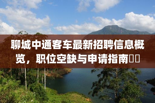 聊城中通客车最新招聘信息概览，职位空缺与申请指南​​