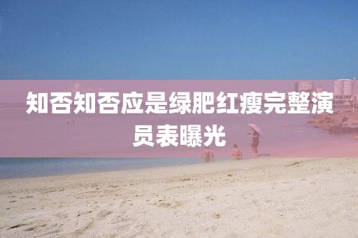 知否知否应是绿肥红瘦完整演员表曝光