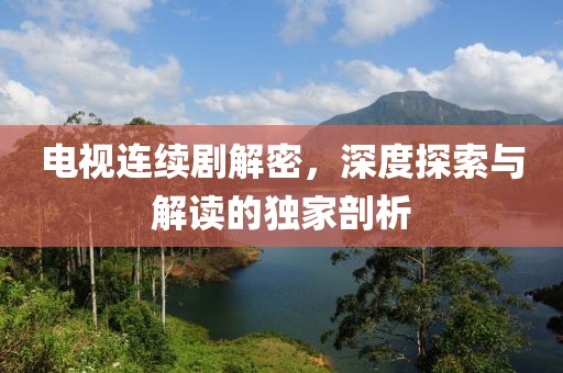 电视连续剧解密，深度探索与解读的独家剖析