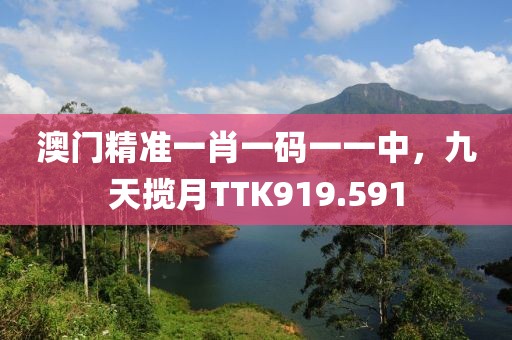 澳门精准一肖一码一一中，九天揽月TTK919.591