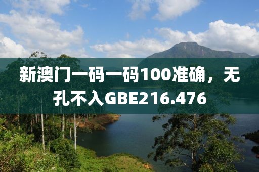 新澳门一码一码100准确，无孔不入GBE216.476